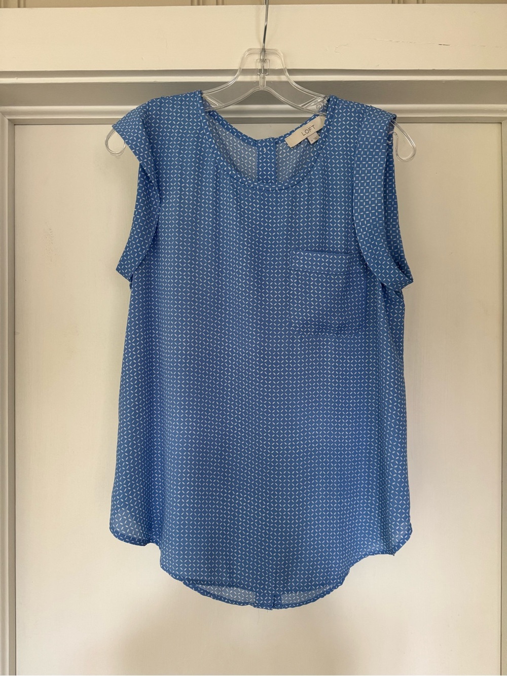 LOFT blue and white button-back blouse